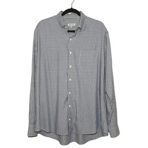 Peter Millar Men’s Striped Button Down Dress Shirt Blue & White Size XL